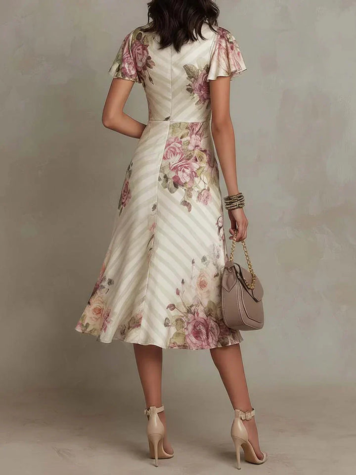 Harper | Elegant Floral Ruched Wrap Midi Dress