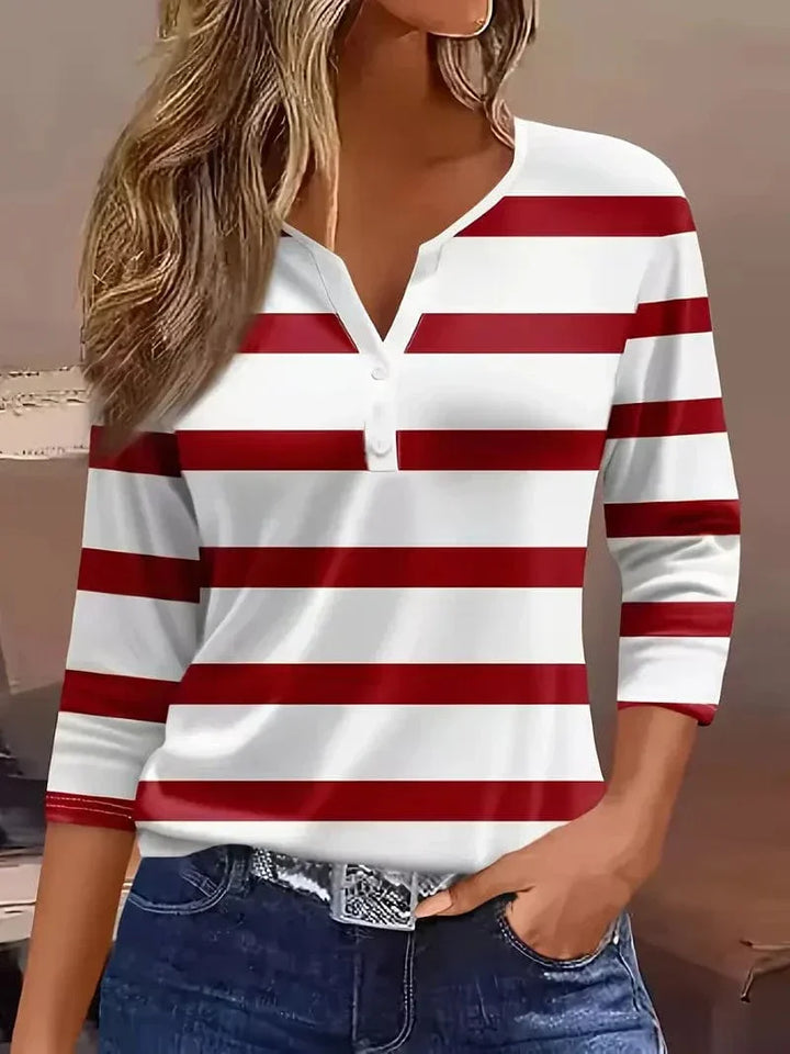 Amelia | Striped V-Neck Top