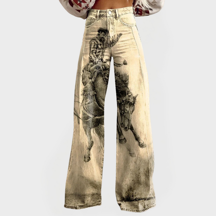 Charlotte | Stylish Jeans with Wide Legs and Pattern