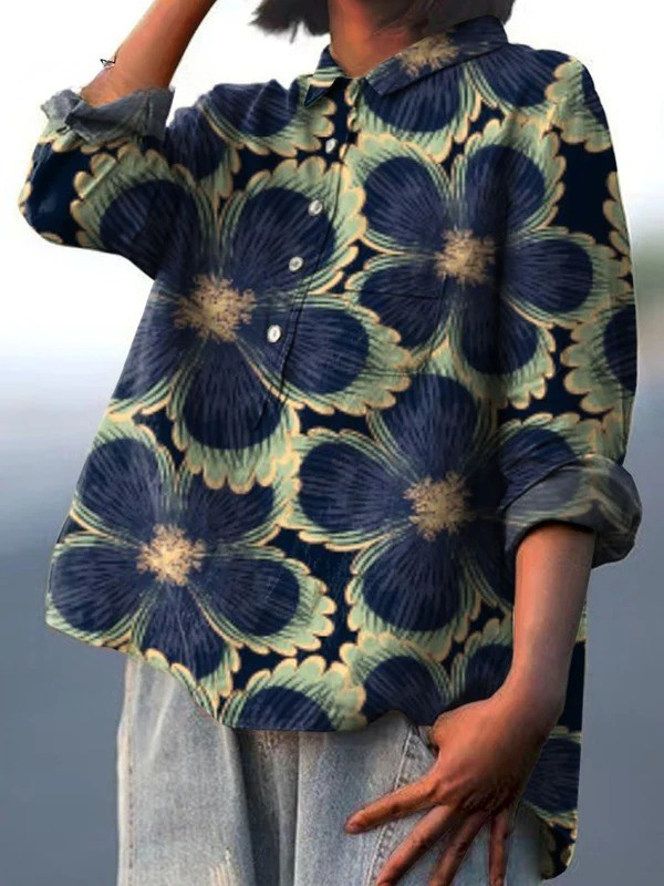 Jessika | Women's Vintage Floral Art Print Casual Shirt