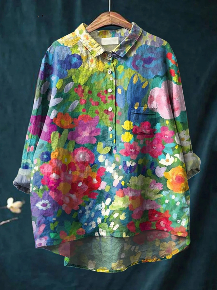 Rebeccah | Women's Vintage Lovely Floral Art Print Casual Shirt