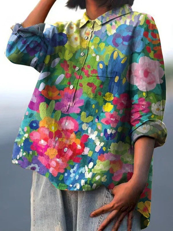 Rebeccah | Women's Vintage Lovely Floral Art Print Casual Shirt