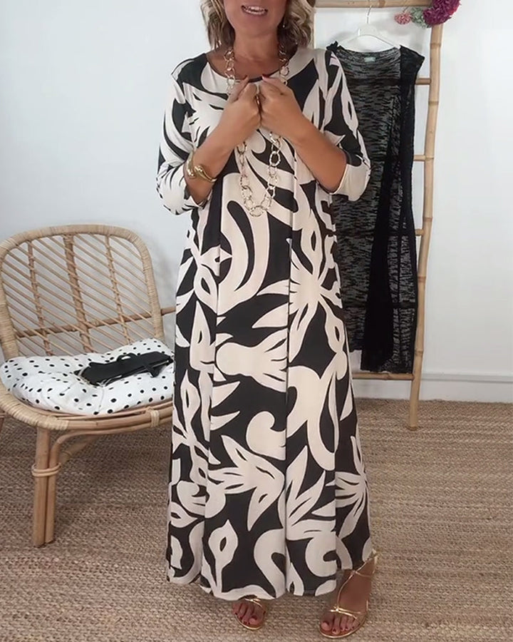 Isabella | Abstract Print Maxi Dress