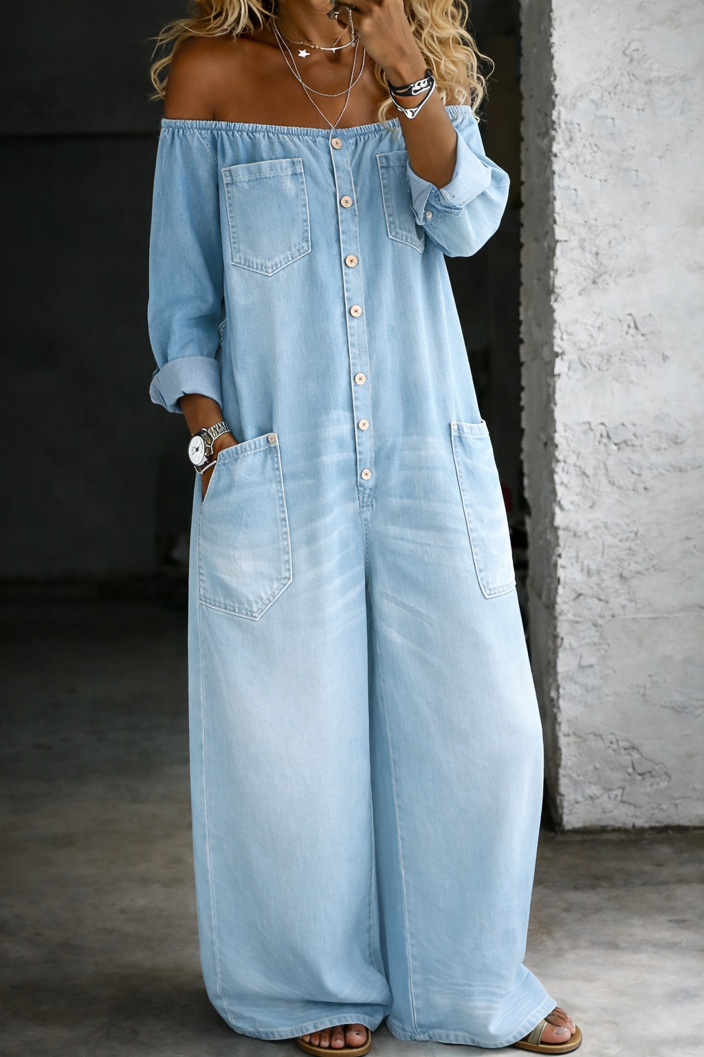 Aileen | Off Shoulder Long Sleeve Jumpsuit