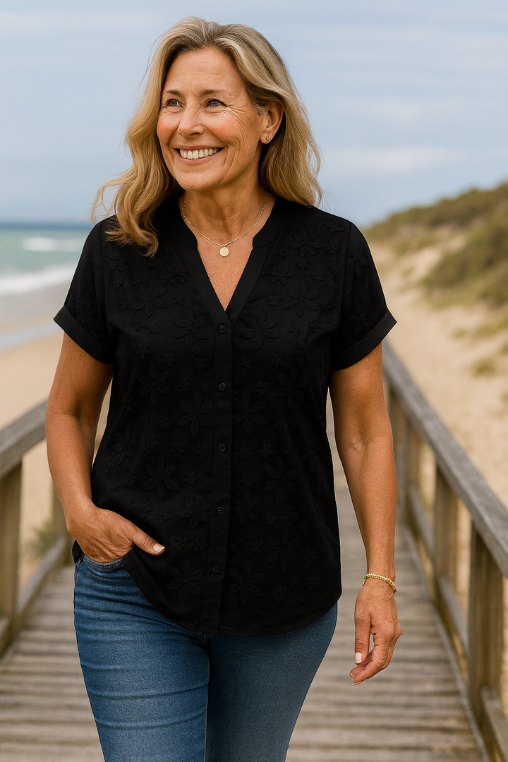 Rena | Natural Cotton-Linen Top