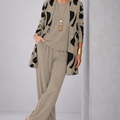Taupe with Black Print