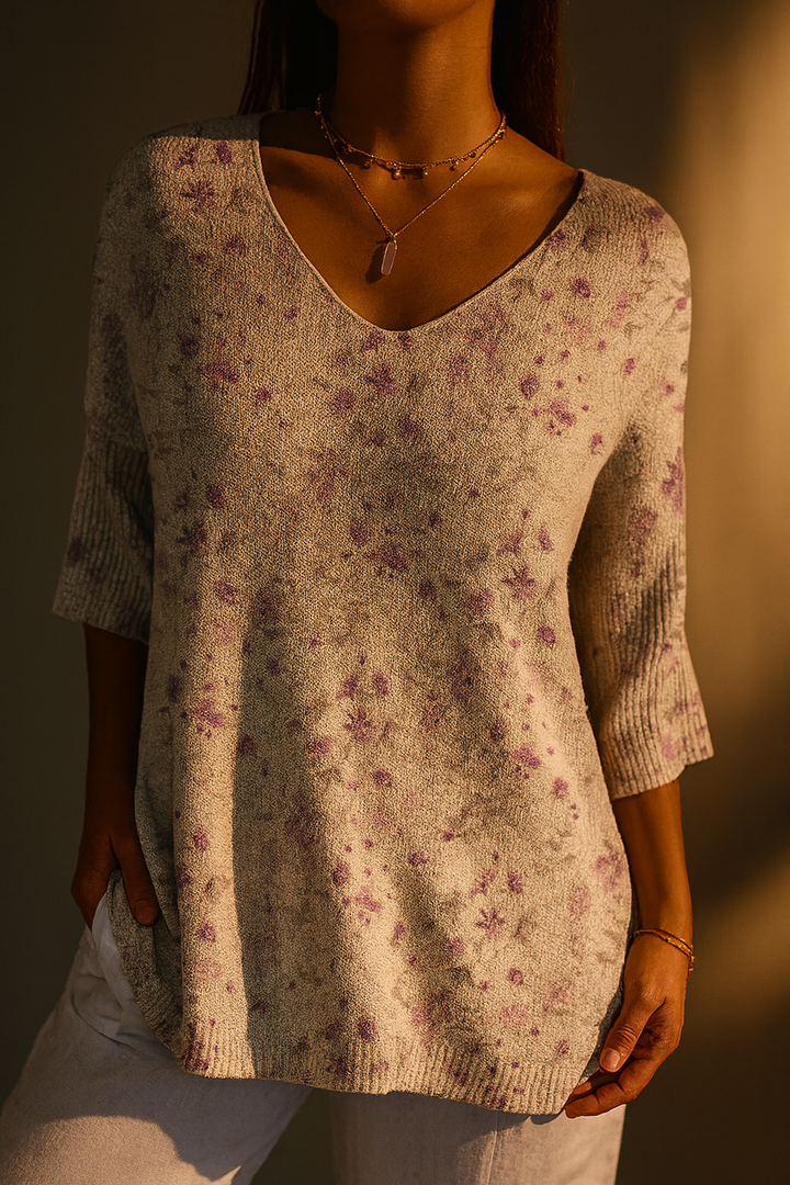 Bethany | Women's Vintage Floral Art Casual Pullover Knit
