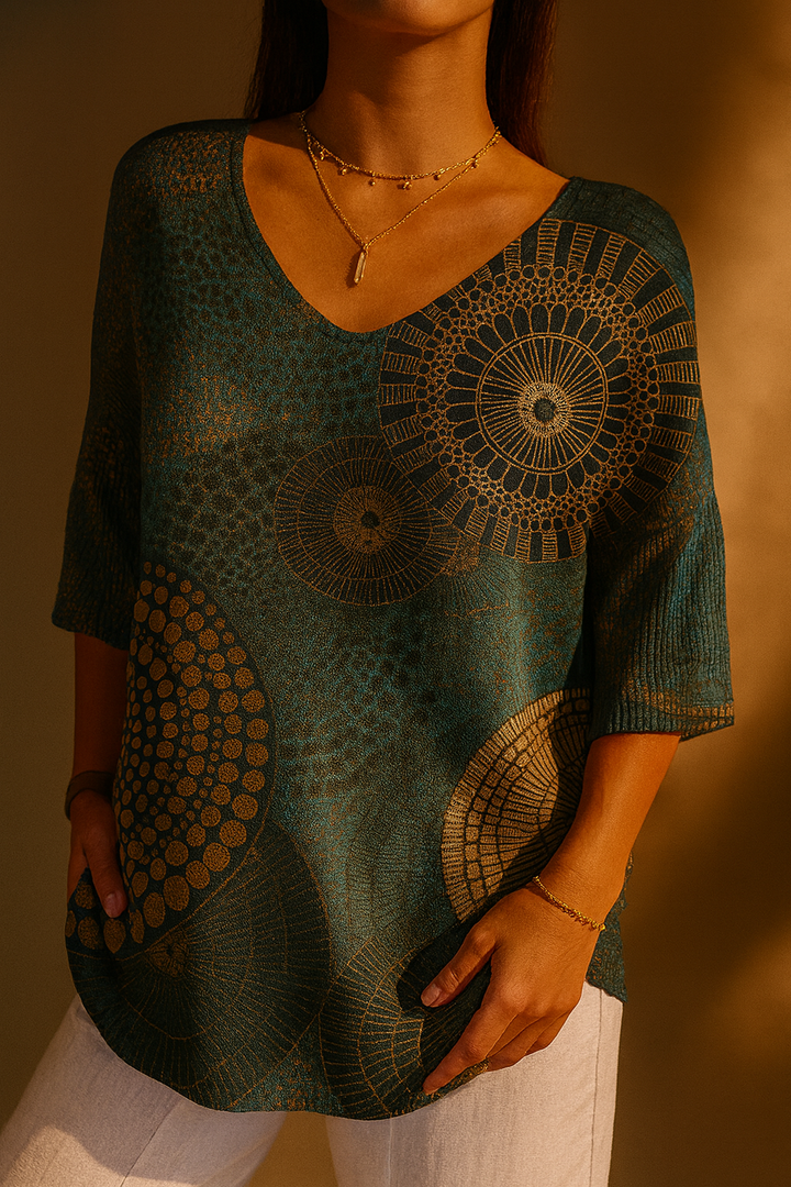 Delilah | Women's Vintage Circle Totem Abstract Geometry Casual Pullover Knit