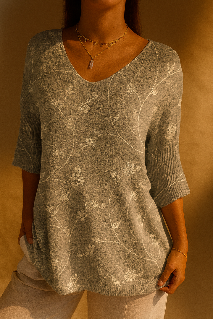 Felicity | Women's Vintage Floral Art Casual Pullover Knit