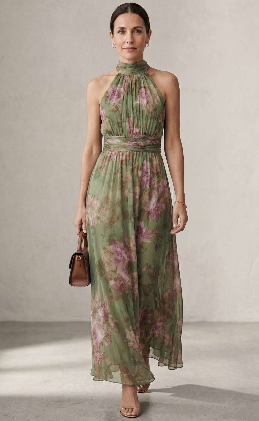 Livia | Elegant floral halter maxi dress