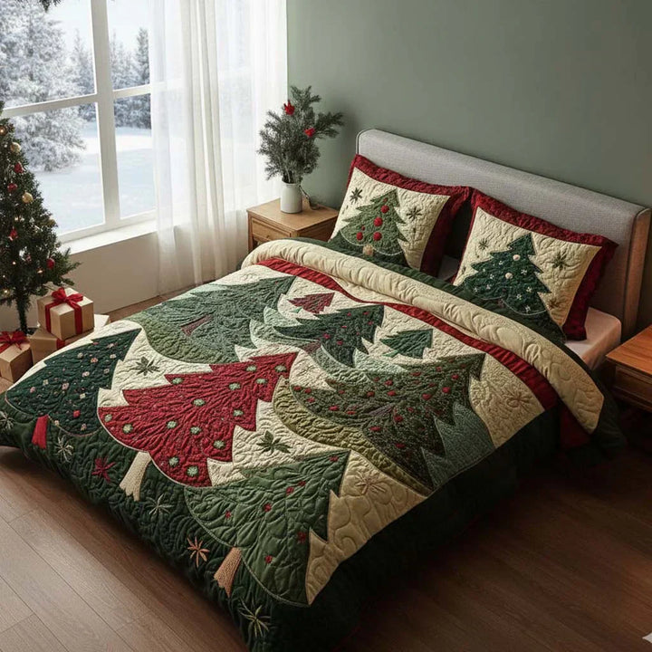 3-piece quilted bedding set - Golden Harmony