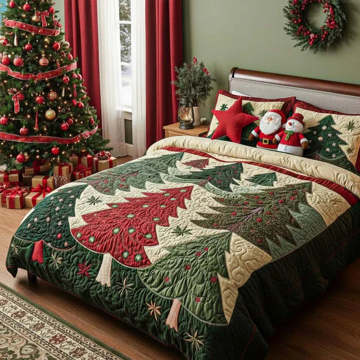 3-piece quilted bedding set - Golden Harmony