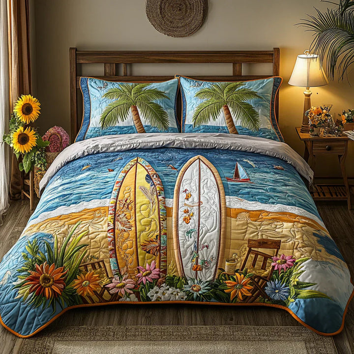 3-Piece Quilted Bedding Set - Island Breeze