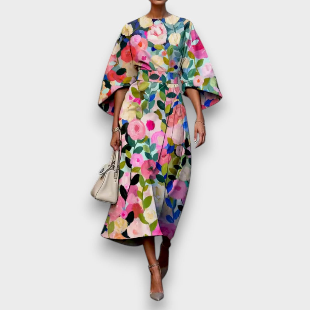 Evelyn | Elegant Midi Floral Dress