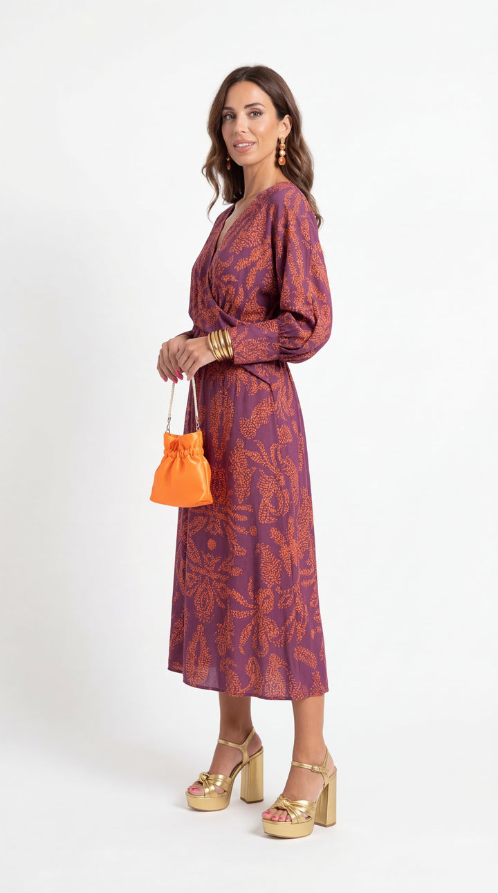 Isadora |  Elegant Midi Dress with Timeless Charm Print