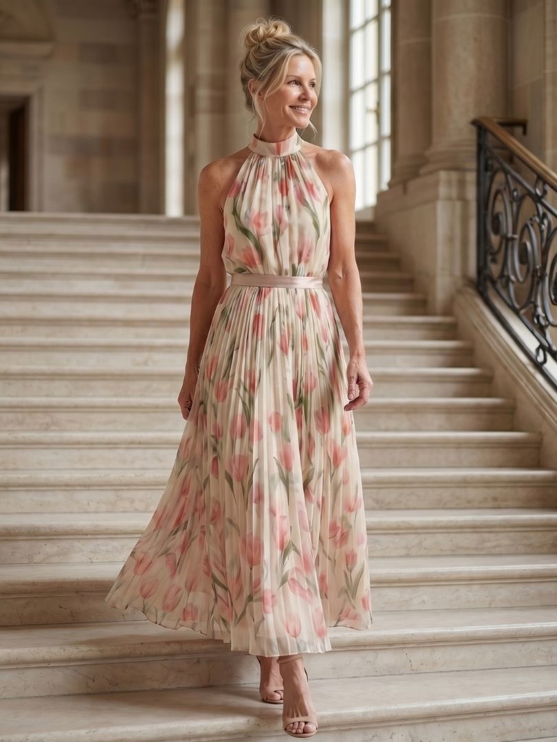 Harper | Midi Halter Floral Dress