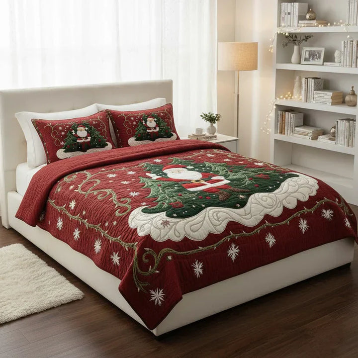 3-Piece Quilted Bedding Set - Santa's Workshop