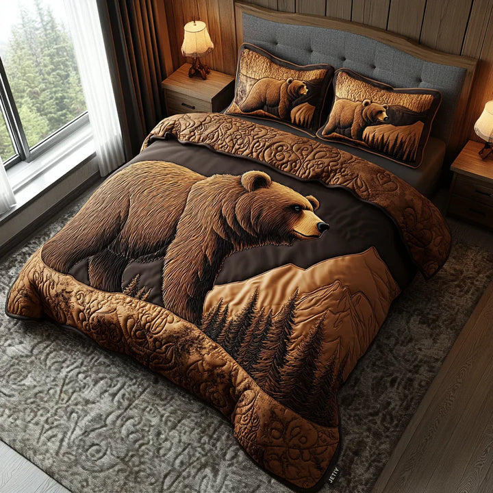 3-Piece Quilted Bedding Set - Forest Trails