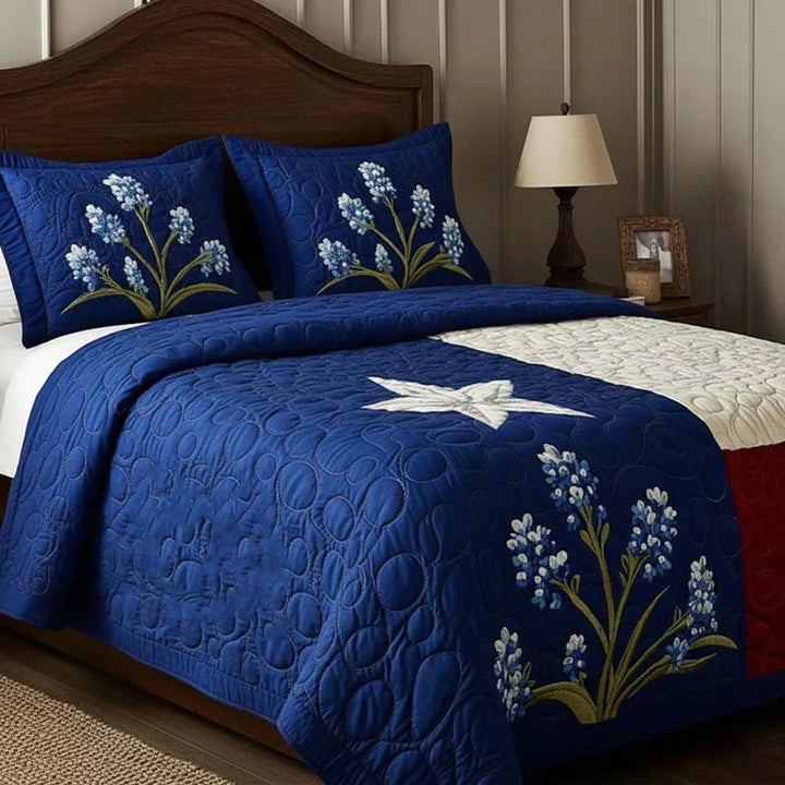 3-Piece Quilted Bedding Set - Texas Pride