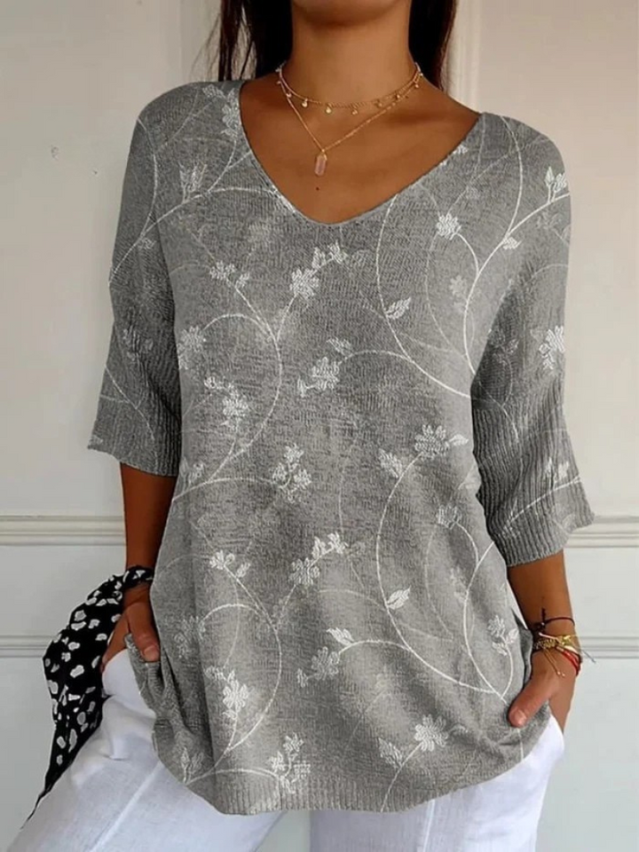 Felicity | Women's Vintage Floral Art Casual Pullover Knit