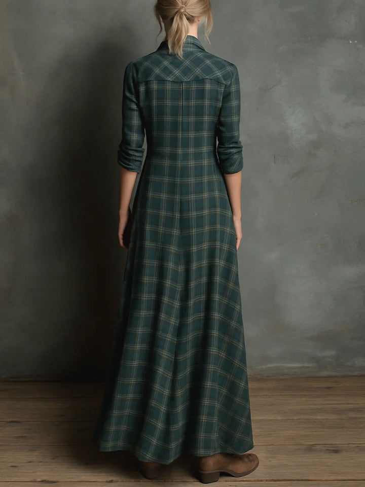 Angelina | Plaid Long Shirt Dress