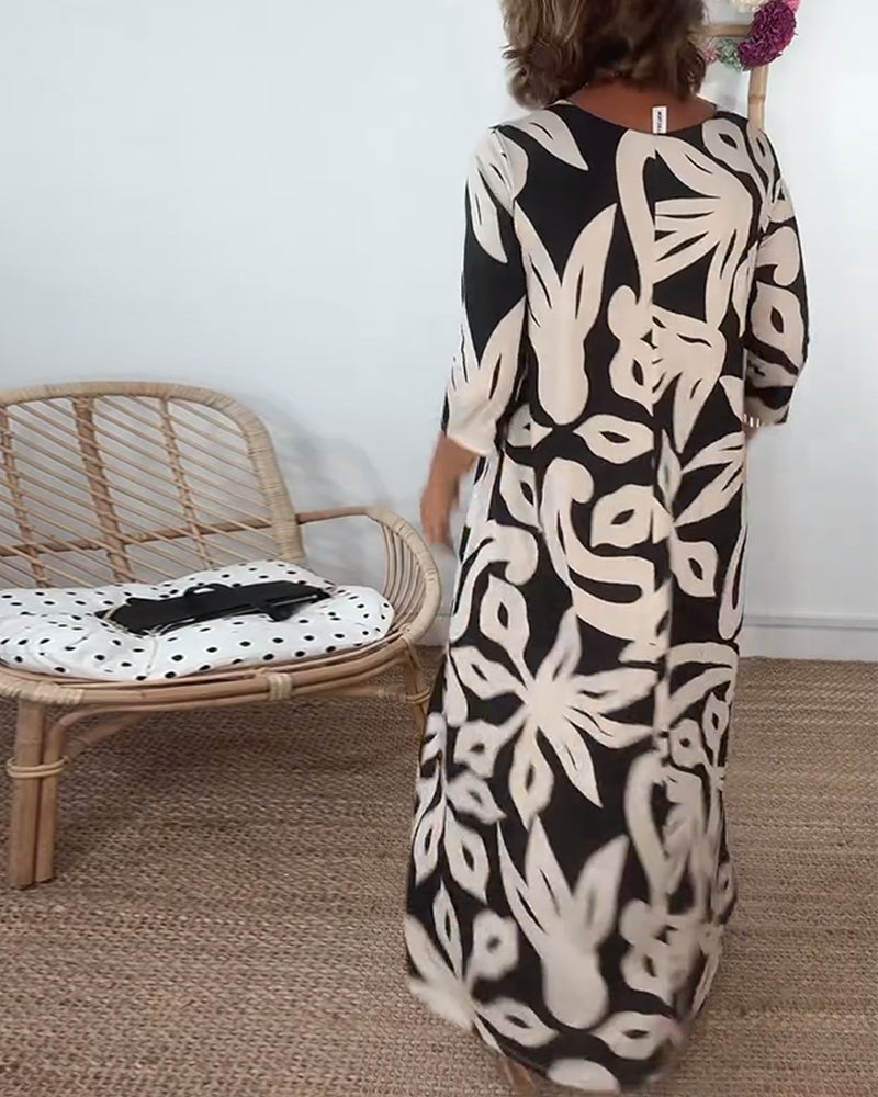 Isabella | Abstract Print Maxi Dress