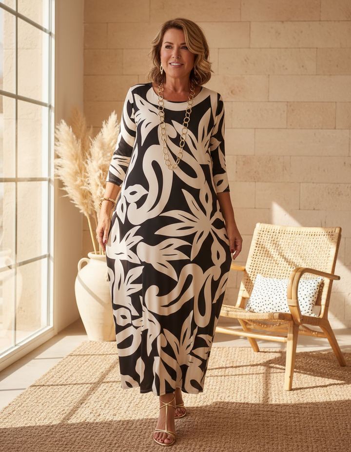 Isabella | Abstract Print Maxi Dress