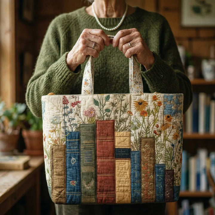 Handmade Bag - Books and Flowers