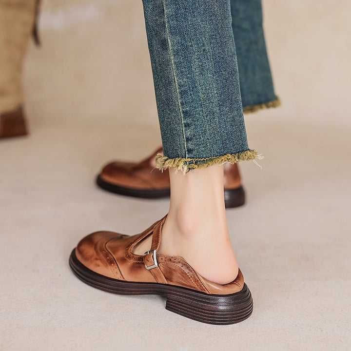 Velda | Elegant Leather Look Mary Jane Shoes