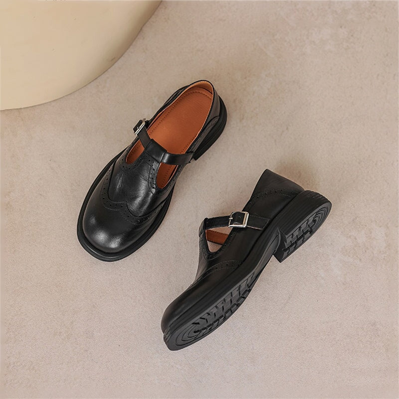 Velda | Elegant Leather Look Mary Jane Shoes