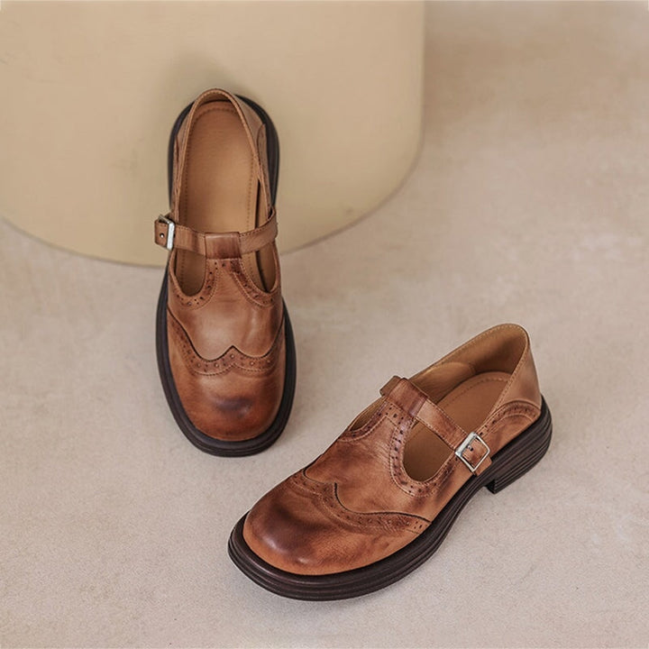 Velda | Elegant Leather Look Mary Jane Shoes